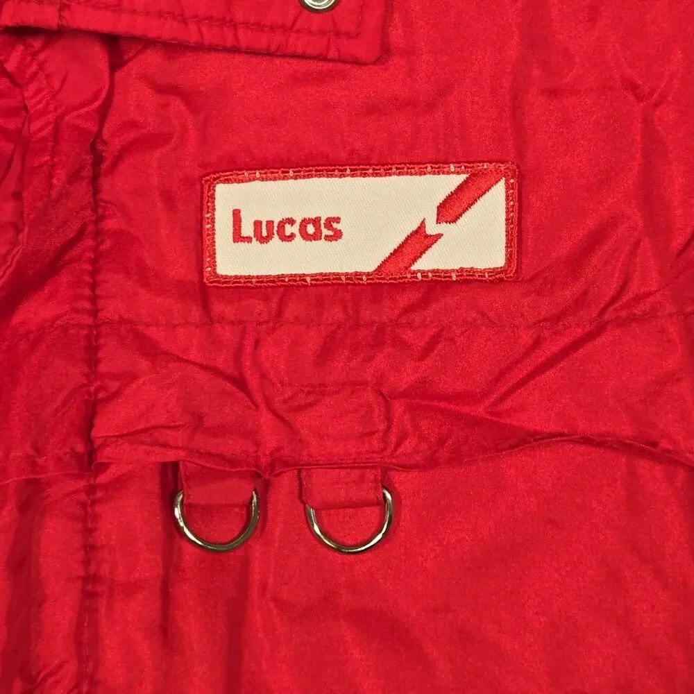 Vintage K Brand Lucas Oil Racing Jacket USA XL Red Quilted Nylon